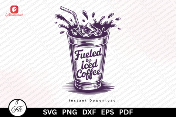 Coffee Lover Fueled by Iced Coffee SVG