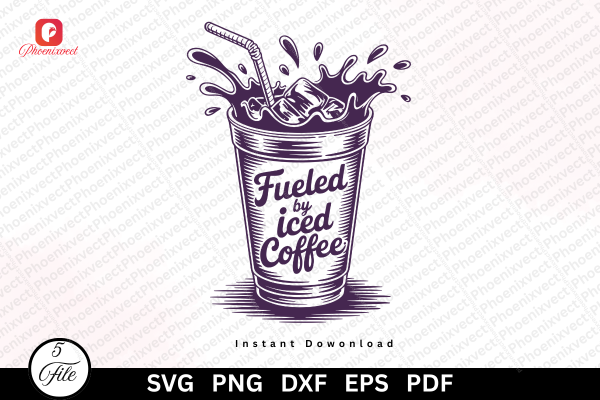 Coffee Lover Fueled by Iced Coffee SVG