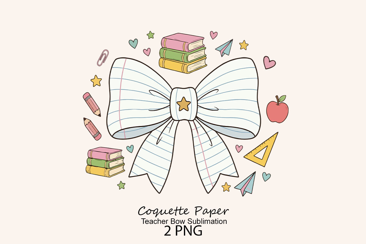 Coquette Paper Teacher Bow Sublimation Graphic by Dreamy Art · Creative ...