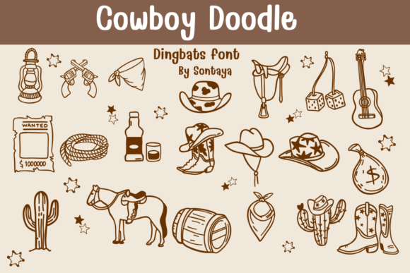 Preview of Cowboy Doodle dingbat font