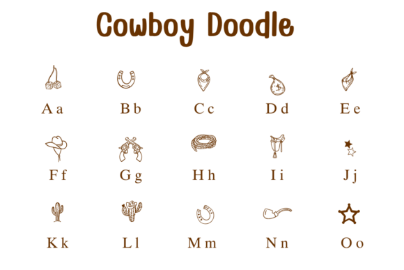Cowboy Doodle Font PNG with transparent background - Preview 1