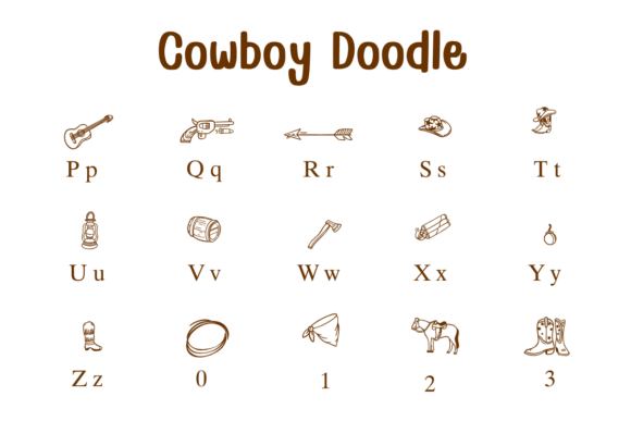 Cowboy Doodle Font PNG with transparent background - Preview 2