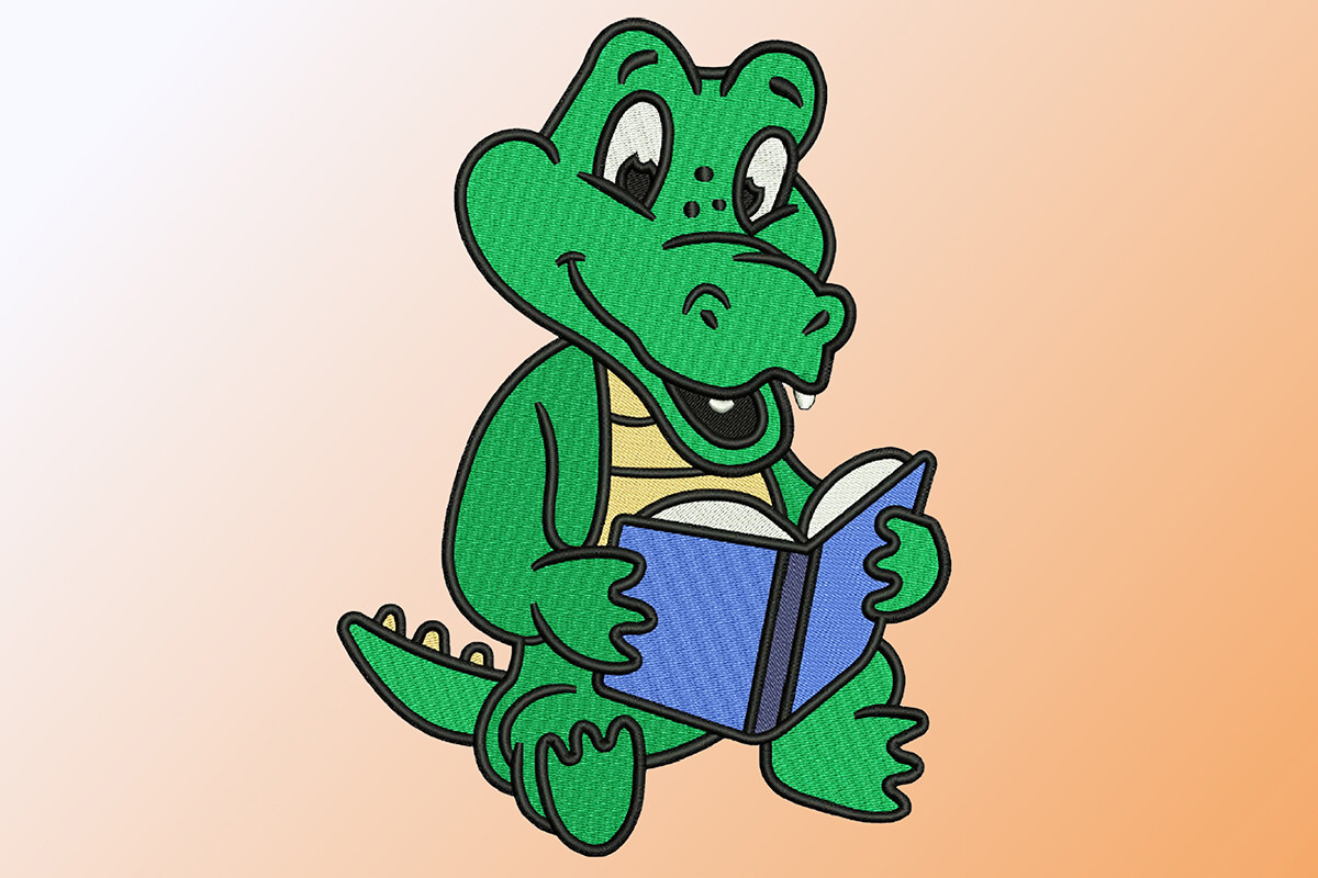 Cute Baby Aligator Embroidery Design