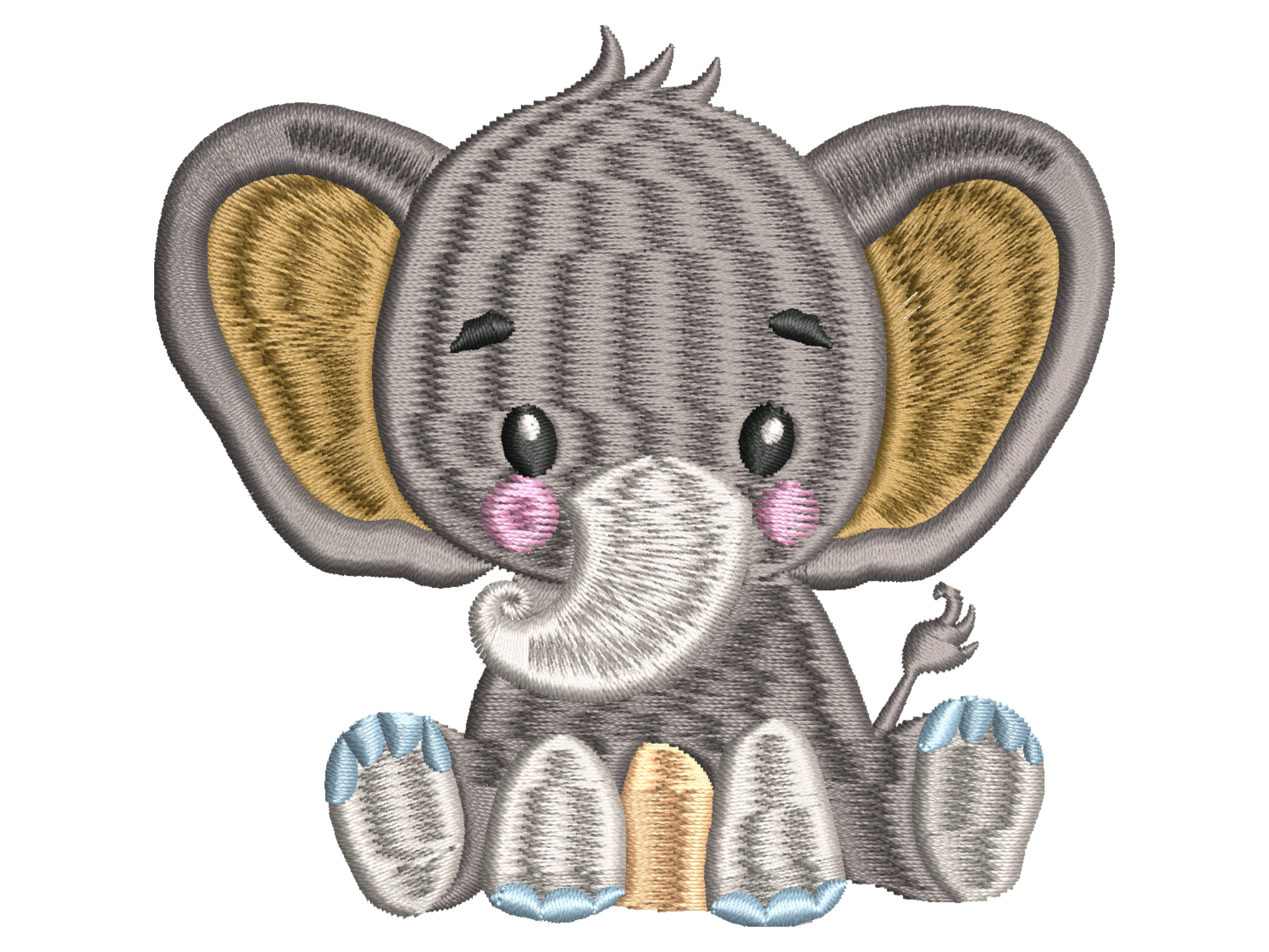 Cute Baby Elephant Embroidery Design