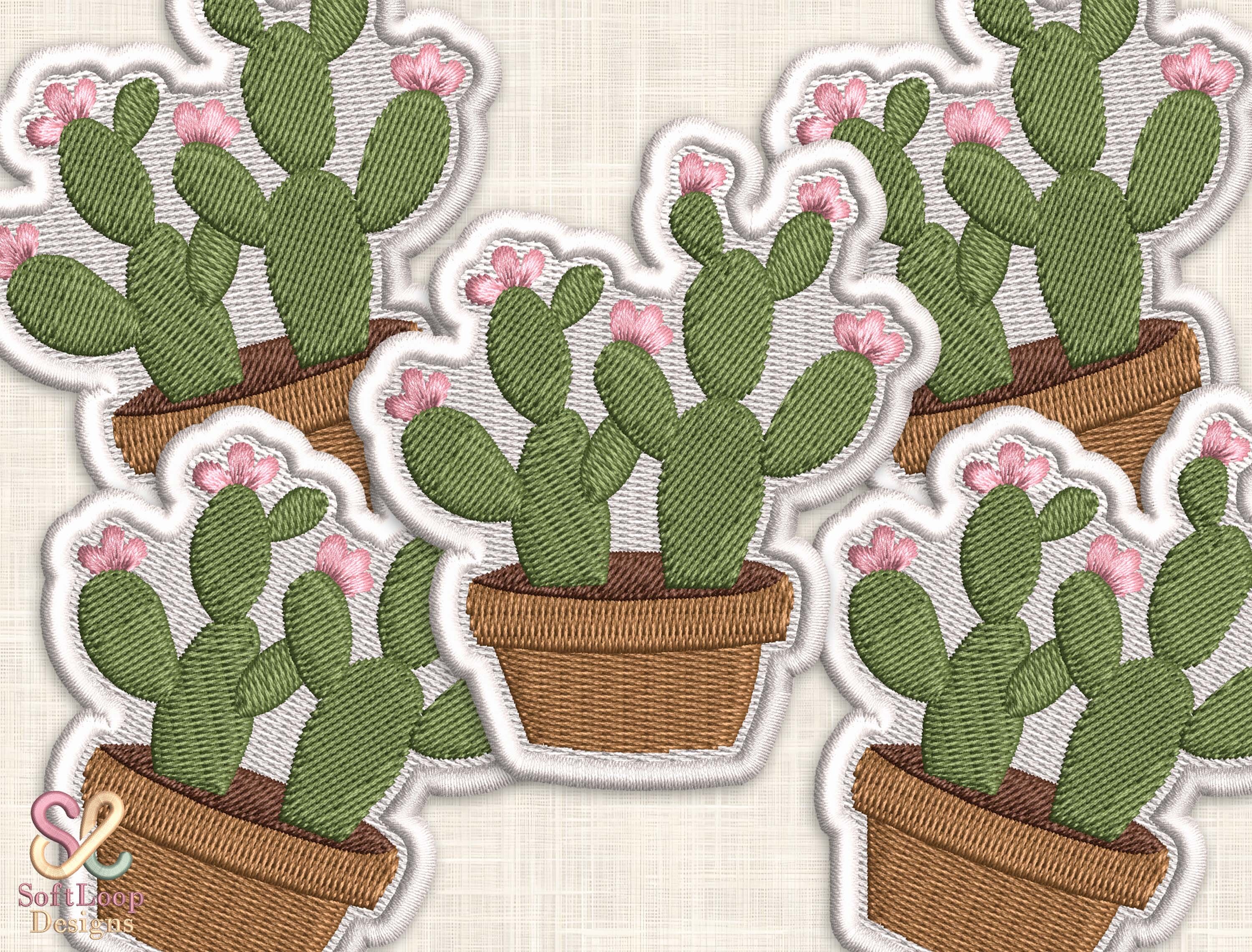Cute Cactus Embroidery Patch Design