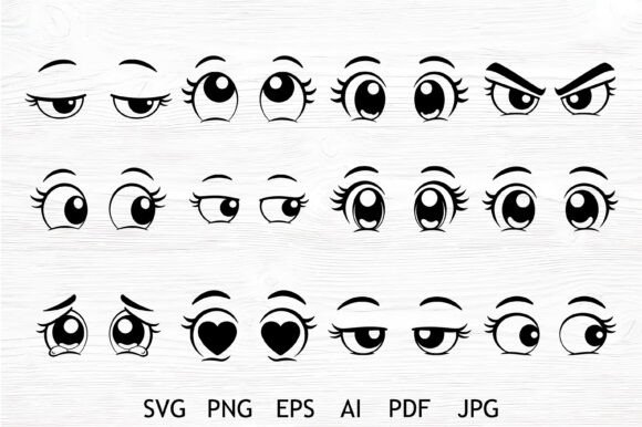 Cute Cartoon Eyes SVG Bundle