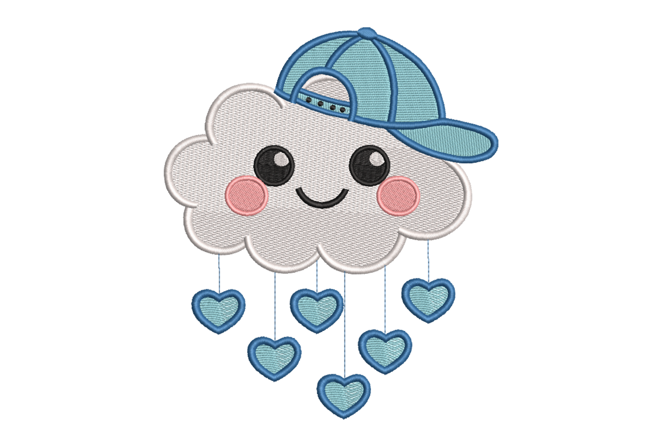 Cute Cloud with Cap & Hearts