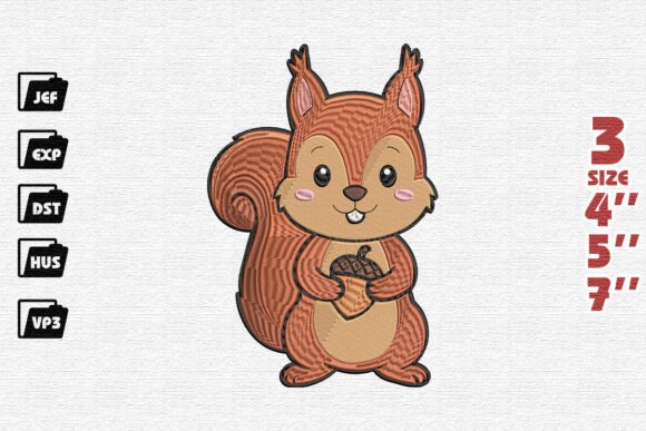 Cute Squirrel Embroidery Design · Creative Fabrica