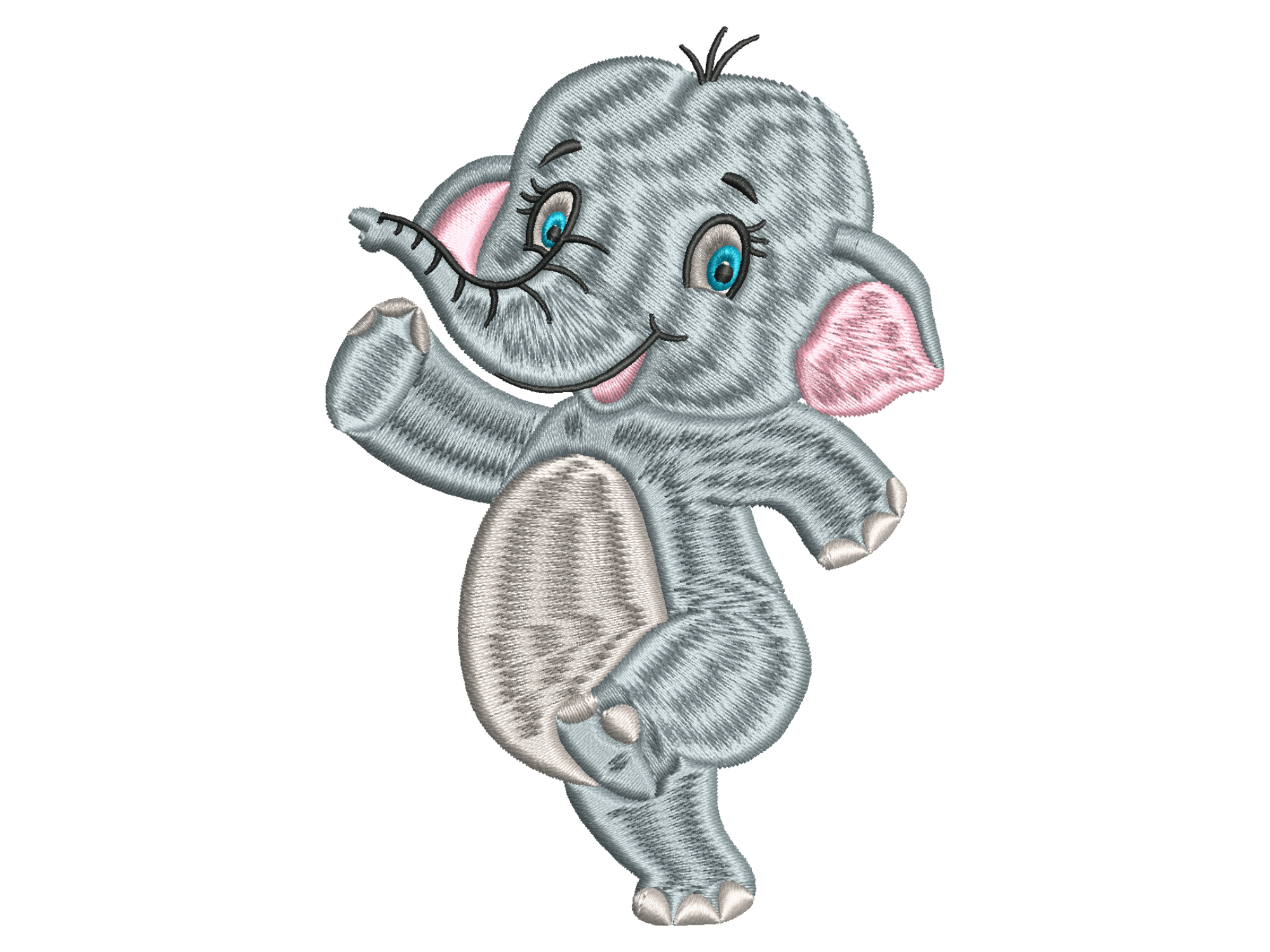 Cute Walking Baby Elephant Embroidery
