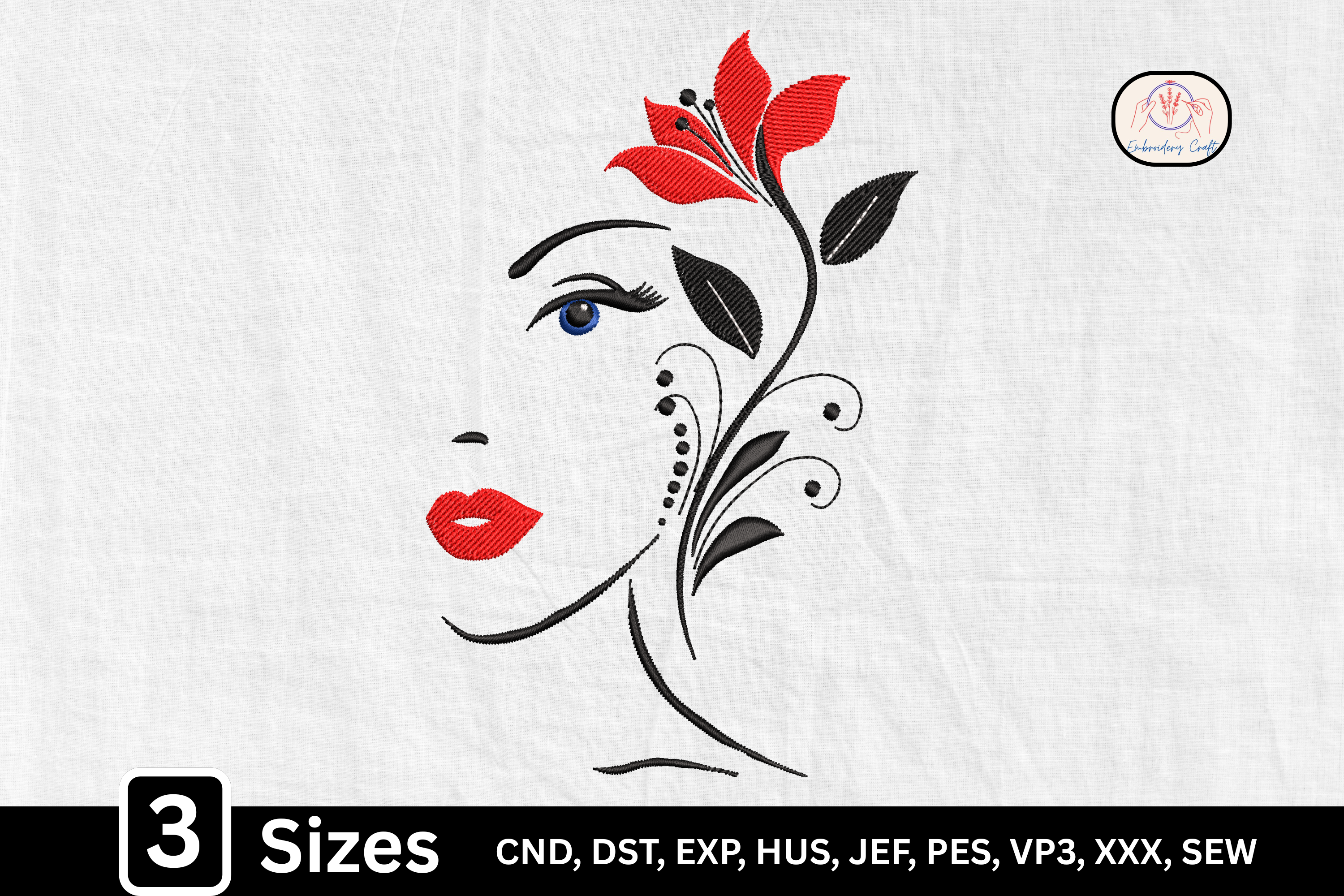 Elegant Line Art Floral Woman Face