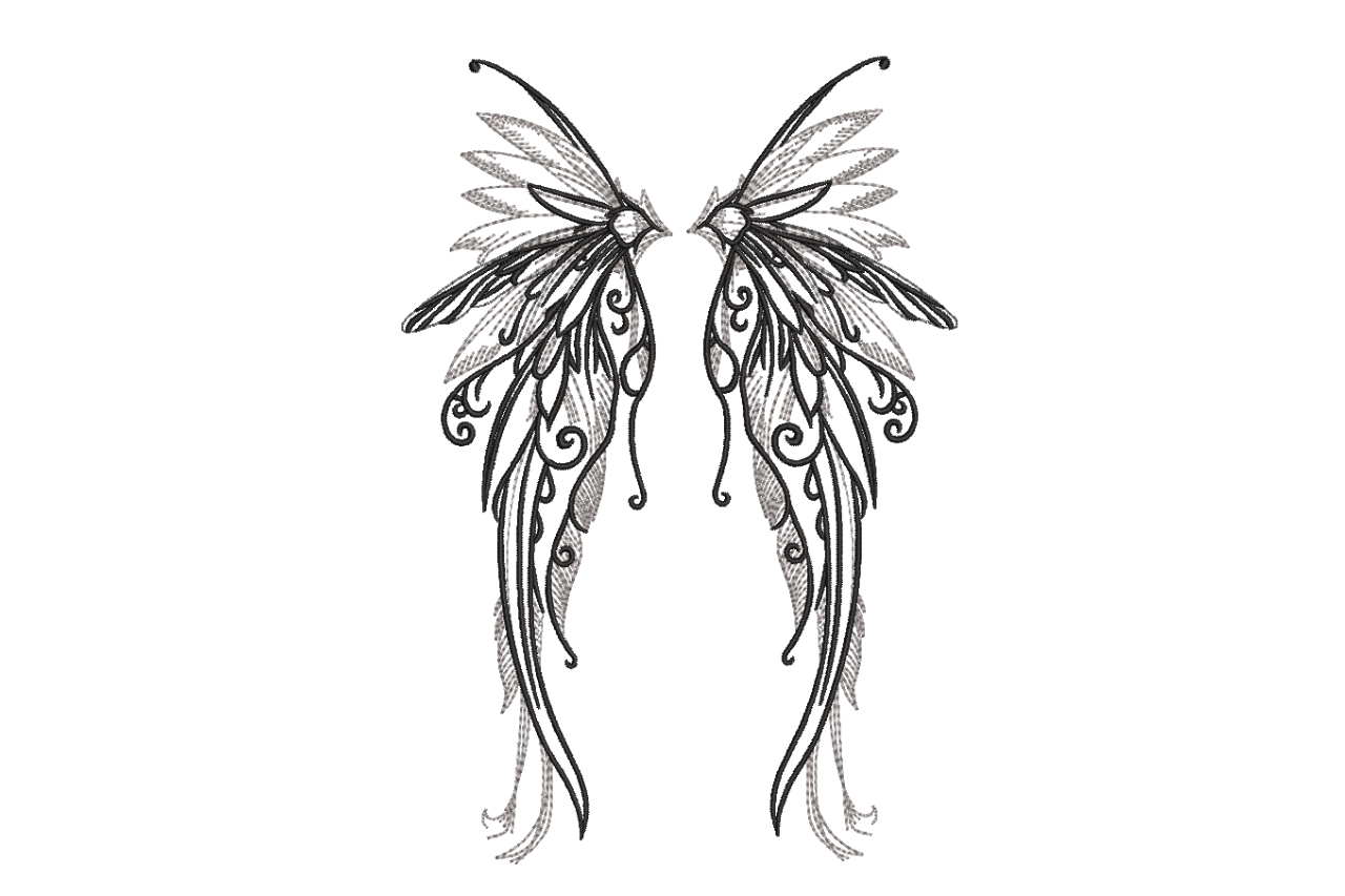 Fantasy Wings - Intricate Black Line
