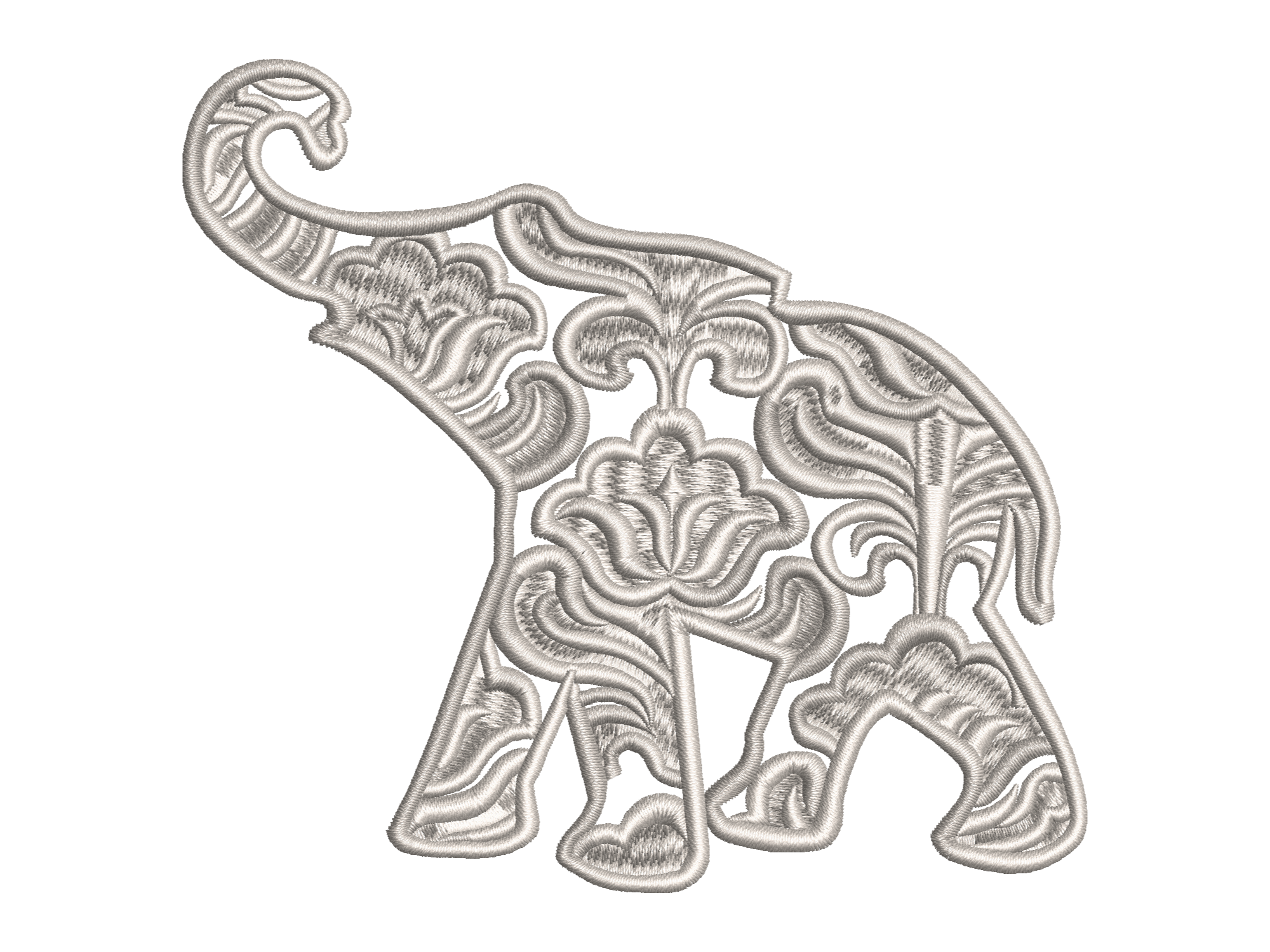 Floral Elephant Embroidery Design