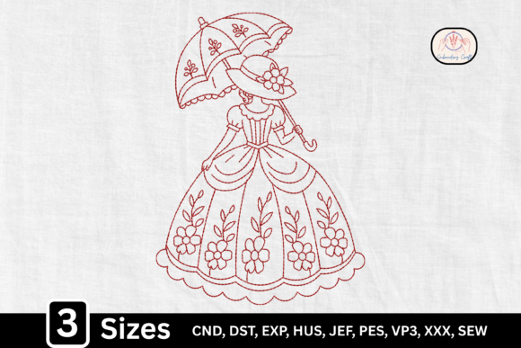 Floral Fashion Line Art Girl Umbrella