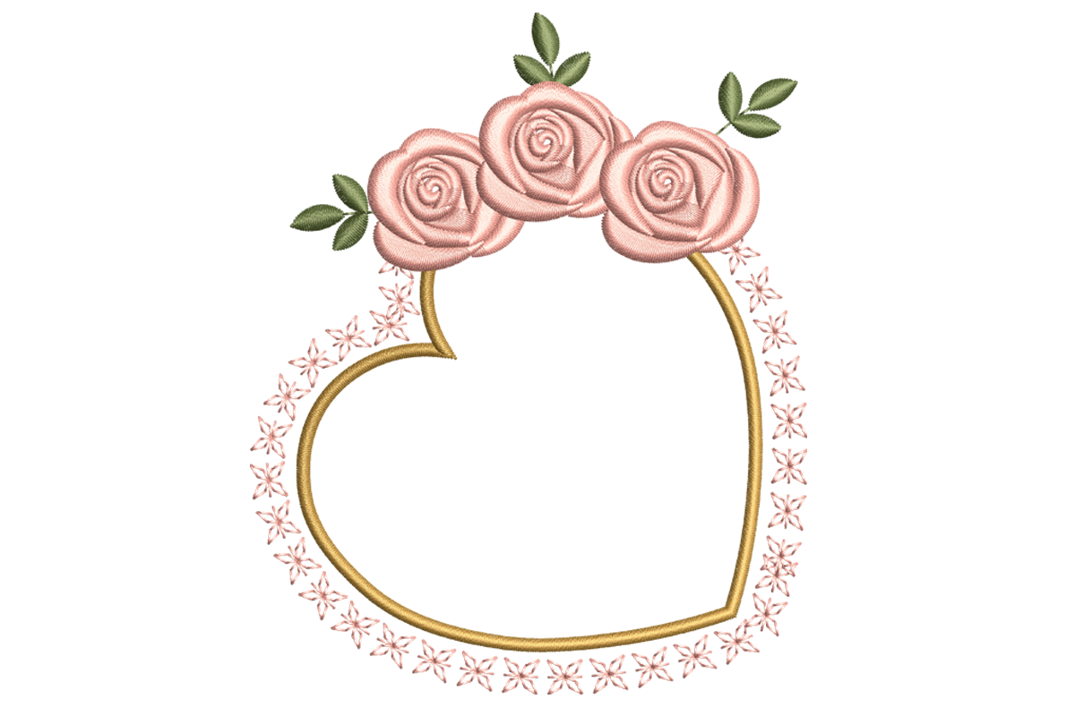 Floral Heart Frame Embroidery