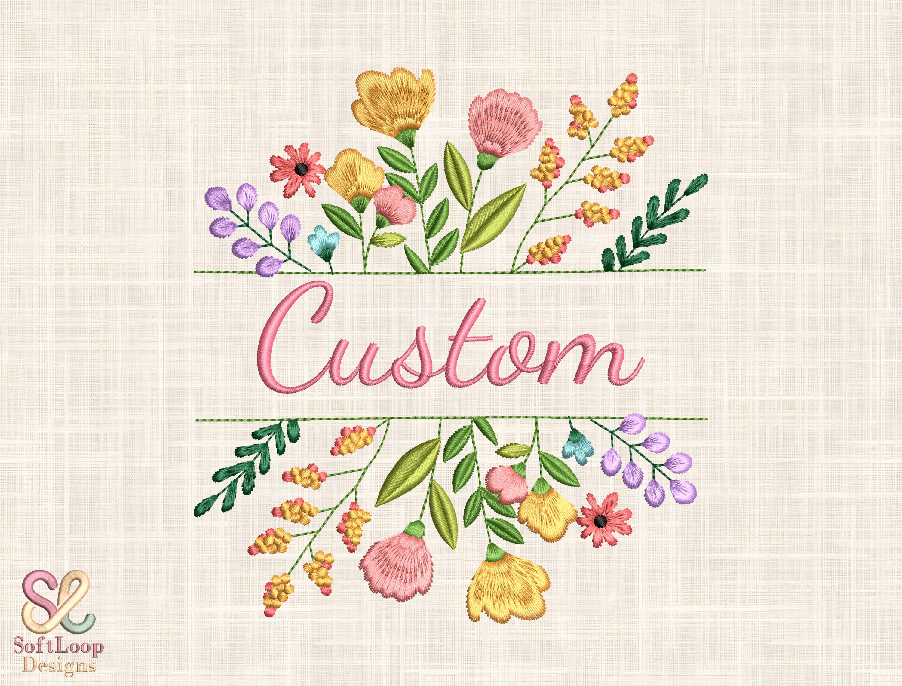 Floral Name Embroidery Design