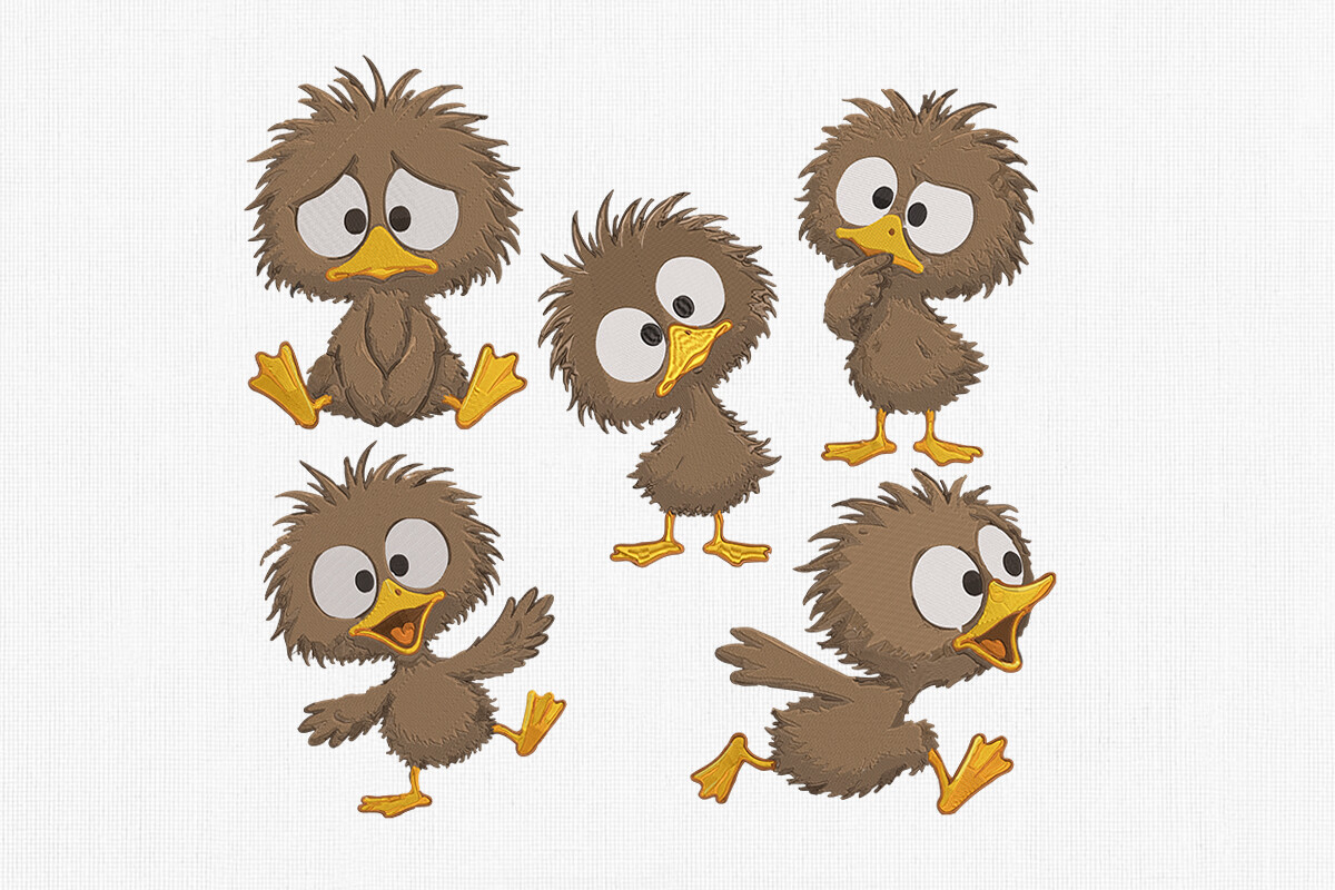 Funny Baby Bird Embroidery Design Set