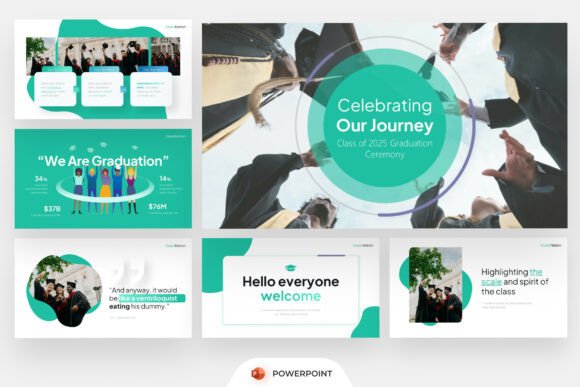 Preview of Graduation University PowerPoint education presentation template