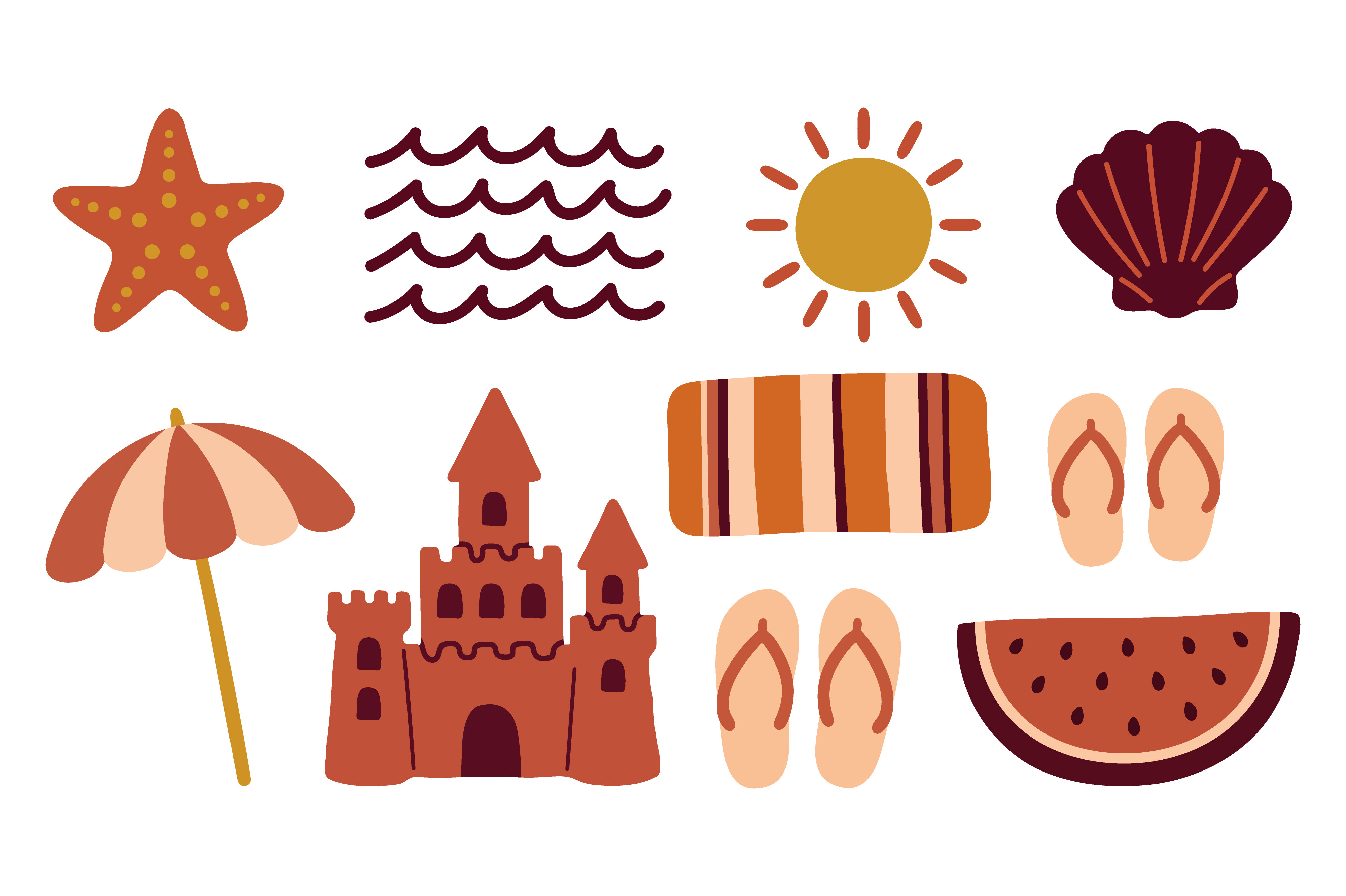Hand Drawn Summer Beach Boho Elements