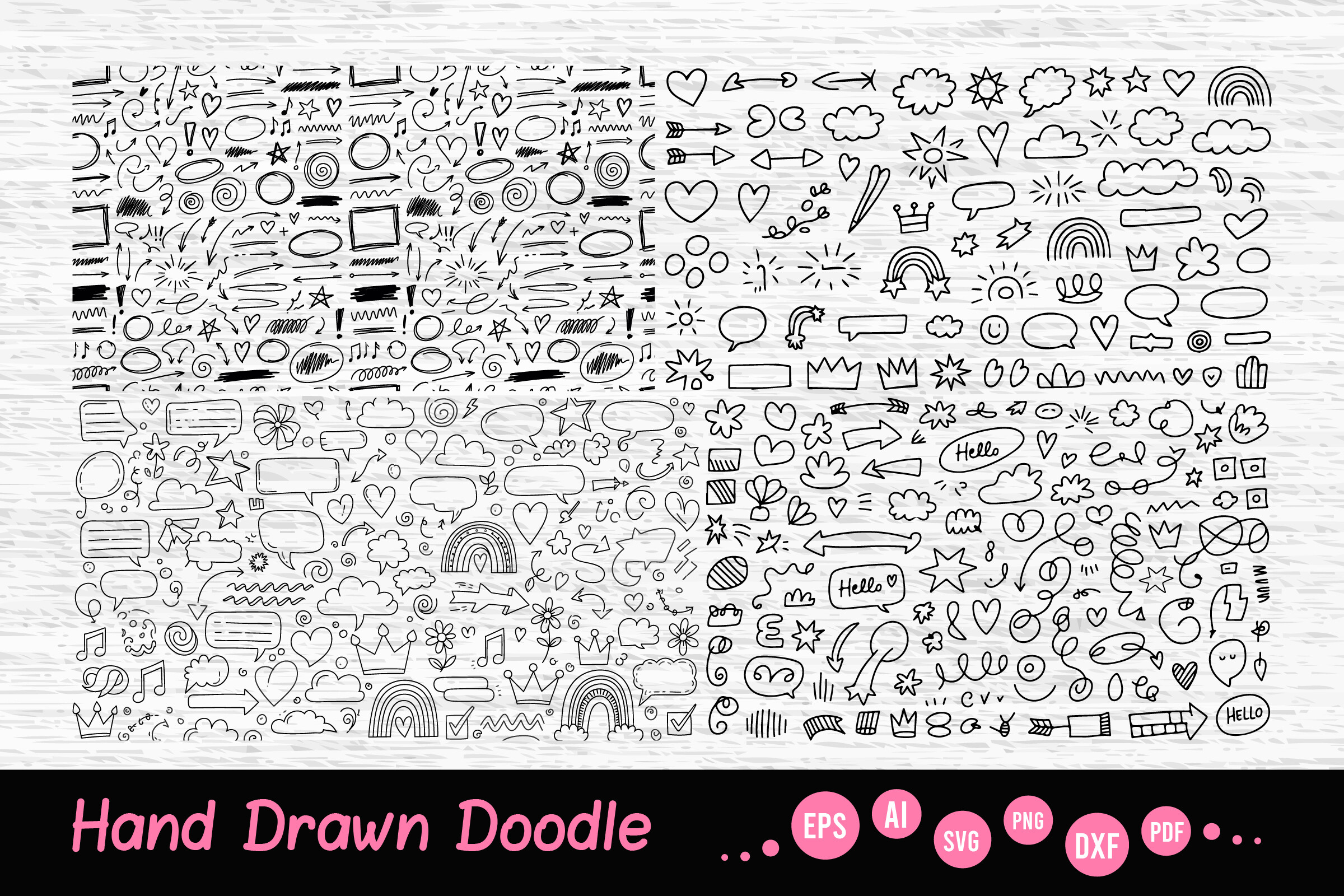 Mega SVG Hand Drawn Doodle Set