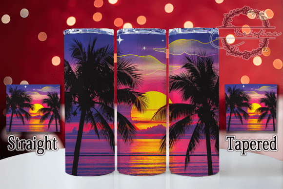 Neon Palm Trees Sunset 20oz Tumbler Wrap