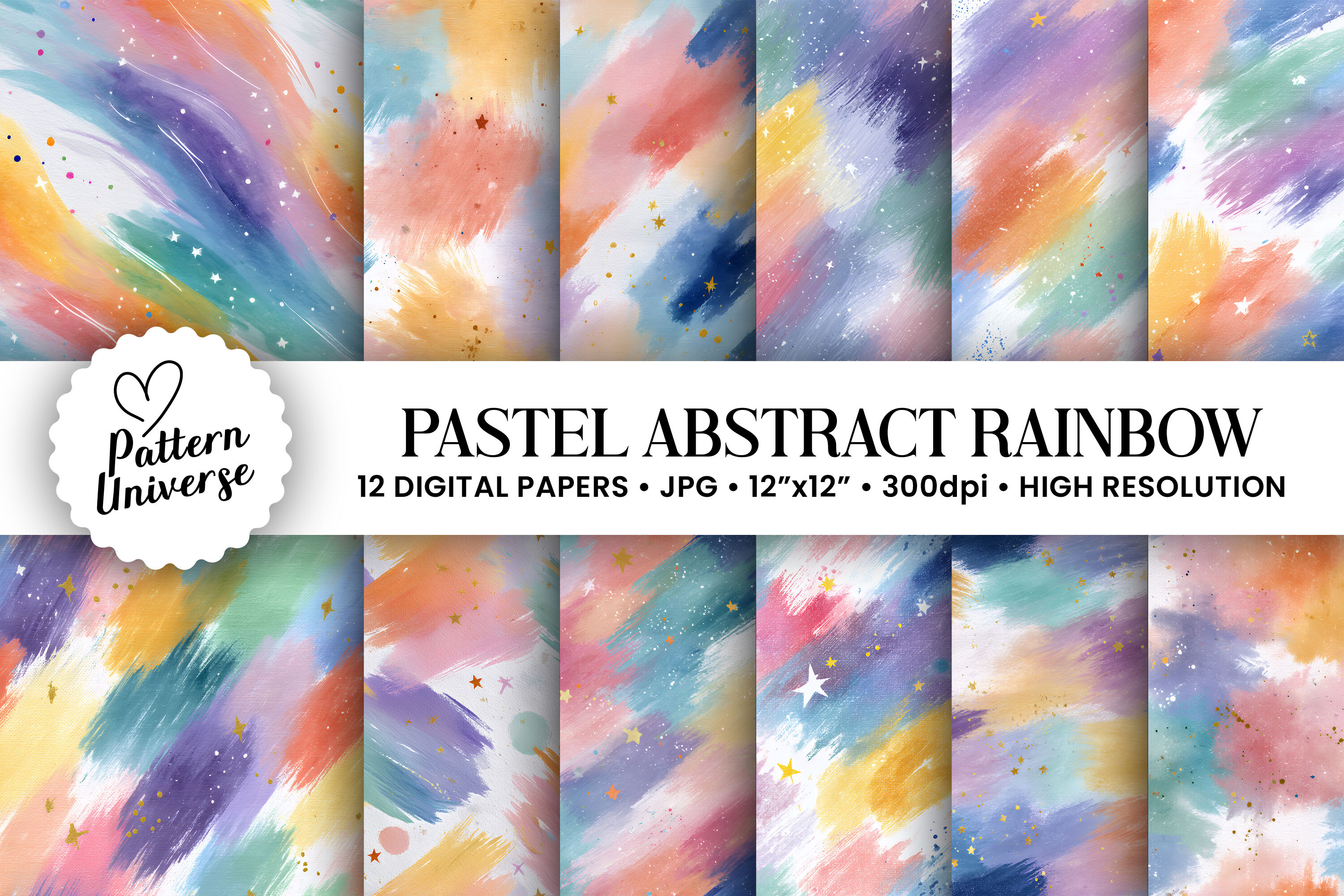 Pastel Abstract Watercolor Rainbow Paper Graphic by Pattern Universe ...