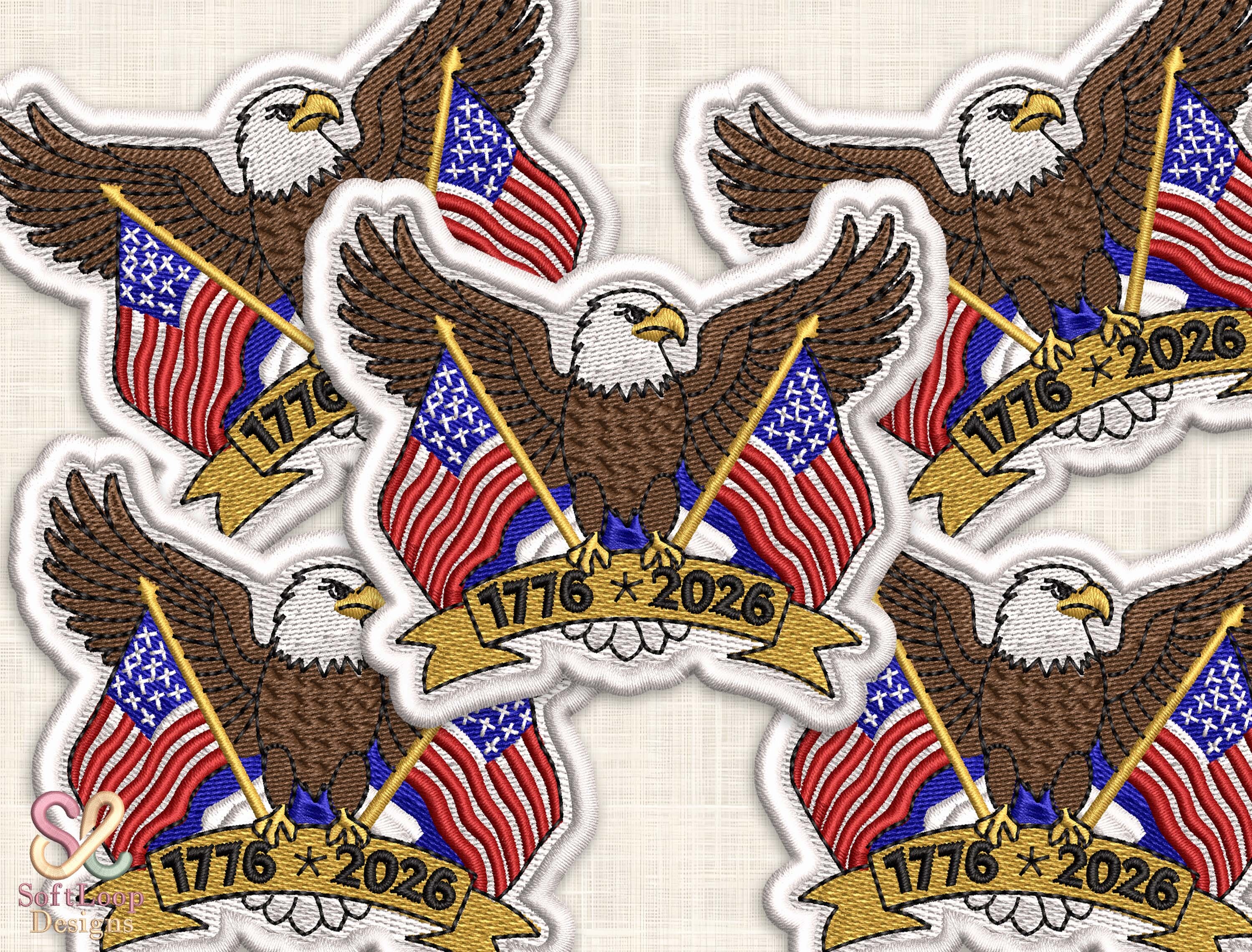 Patriotic Eagle Embroidery Patch Design