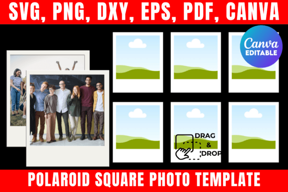 Customizable Polaroid square photo template for DIY projects in Canva