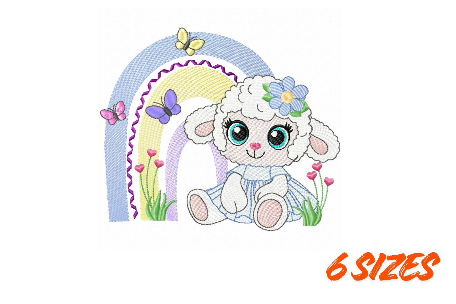 Rainbow Lamb Embroidery Design File