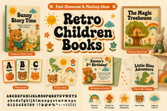 Retro Children Books Font PNG with transparent background - Preview 2