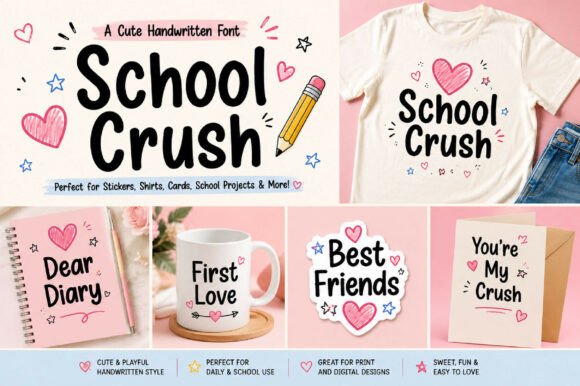 School Crush Font PNG with transparent background - Preview 2