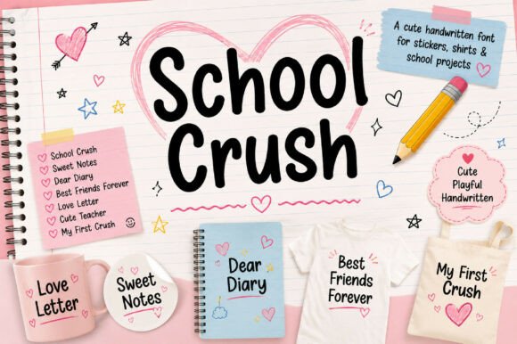 School Crush Font PNG with transparent background - Preview 3