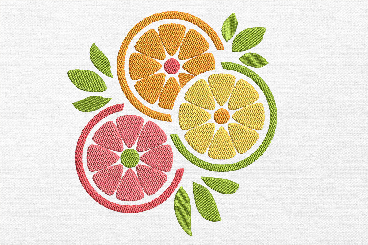 Summer Embroidery Lemon Design