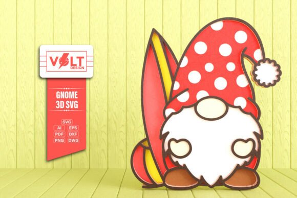 Summer Gnome 3D SVG Multilayered Cut Zomer 3D-SVG-craft Door VOLT_DESIGN