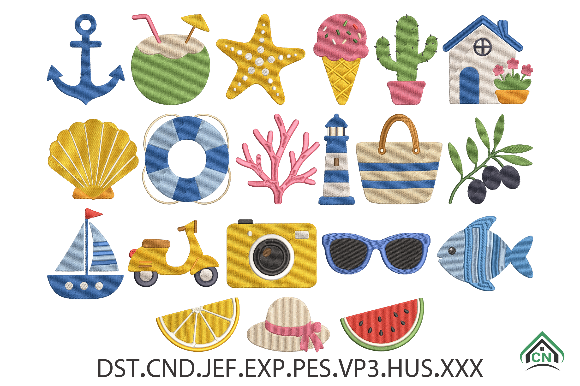 Summer Mini Embroidery Design Bundle