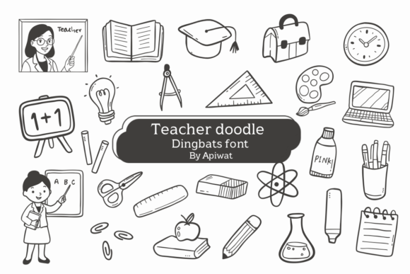 Preview of Teacher Doodle dingbat font