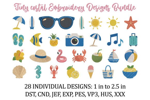 Tiny Costal Embroidery Designs Bundle