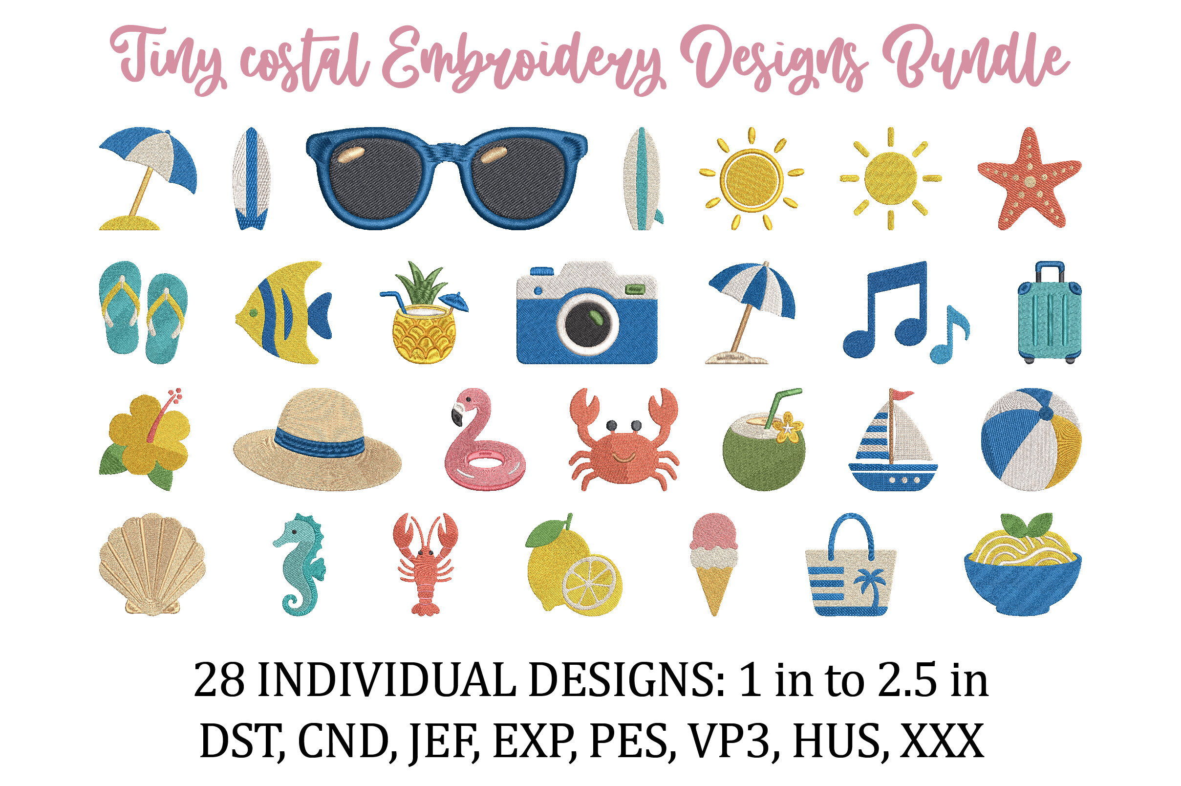 Tiny Costal Embroidery Designs Bundle