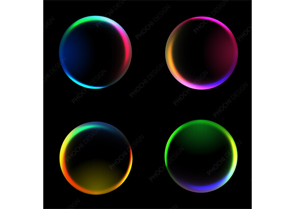Vibrant Neon Orbs Set Glowing Halos