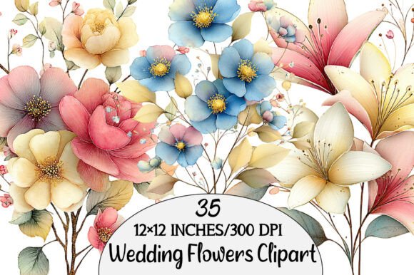 Watercolor Wedding Flowers Clipart Graphic by Creative Print · Creative ...