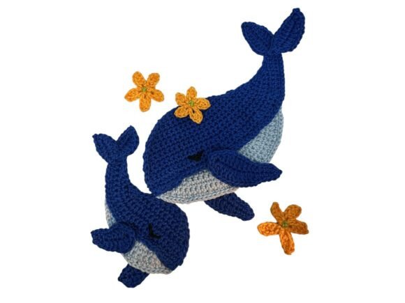 Whale Mom and Baby Crochet Applique Graphic Crochet Patterns By Homeartist