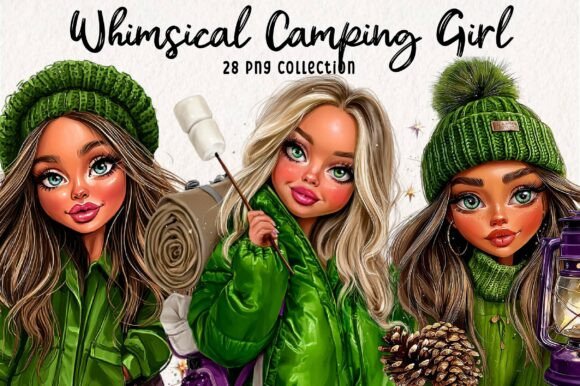 Whimsical Camping Girl Clipart Png