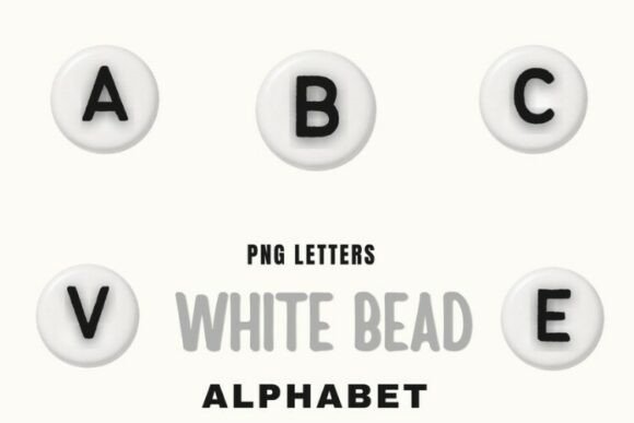 White Bead Alphabet PNG Bundle | Beaded Illustration Icônes Par Tanya Kart