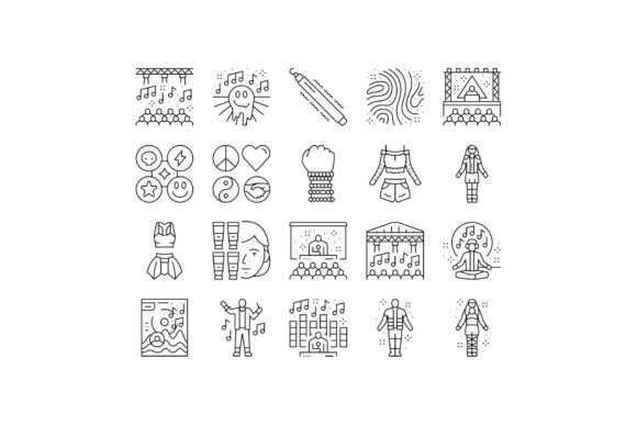 Rave Retro Party Music Icons