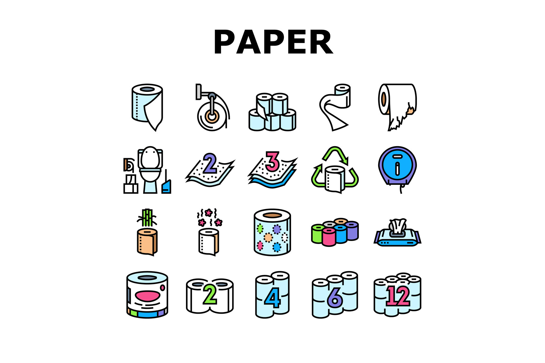 Toilet Paper Tissue Roll Soft Icons Graphic by pikepicture · Creative ...
