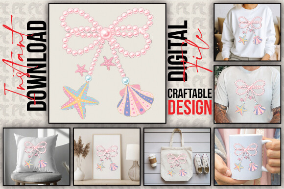 Coquette Clam Pearl Bow PNG Graphic by Craftabledesign · Creative Fabrica