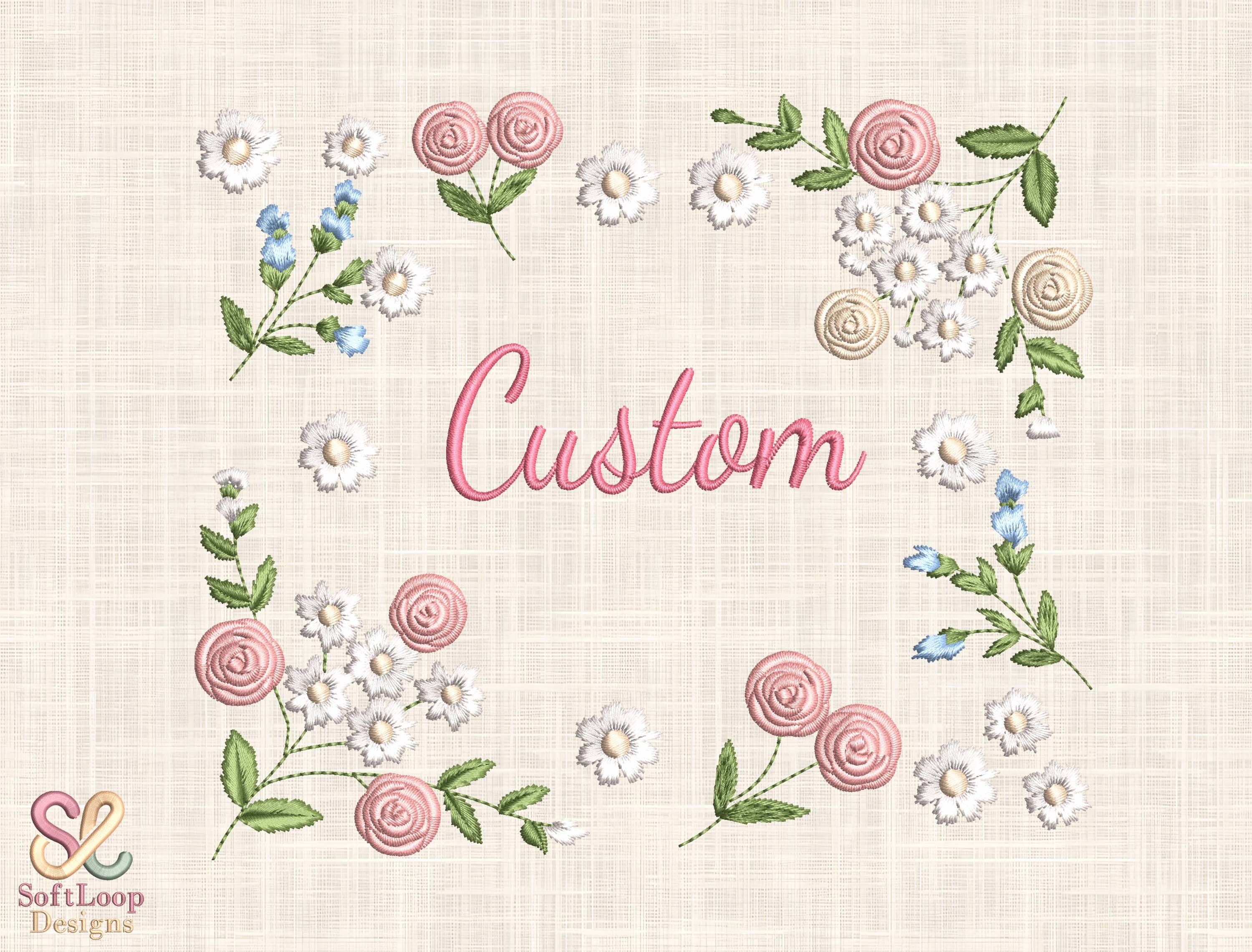 Custom Floral Name Embroidery Design