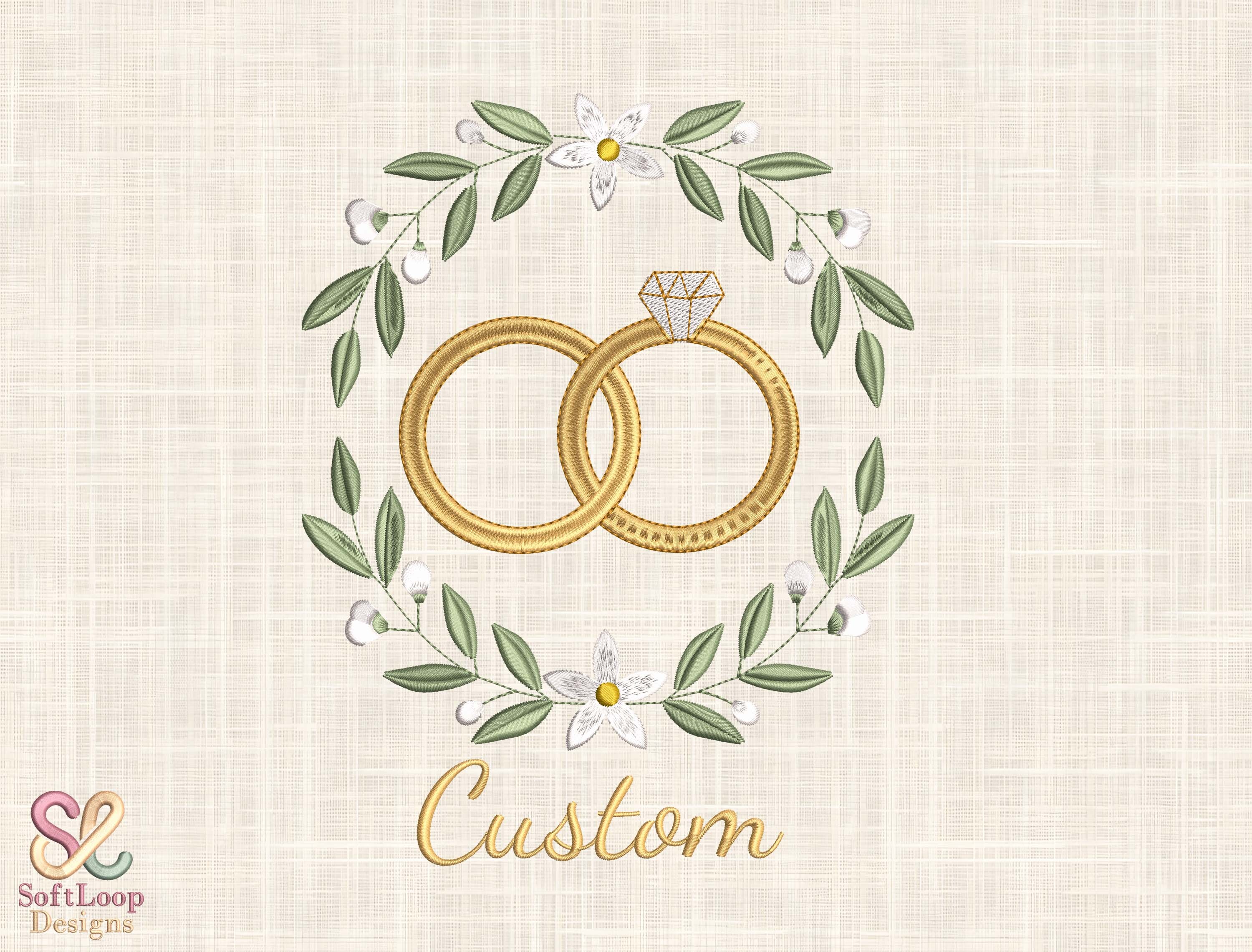 Custom Wedding Rings Embroidery Design
