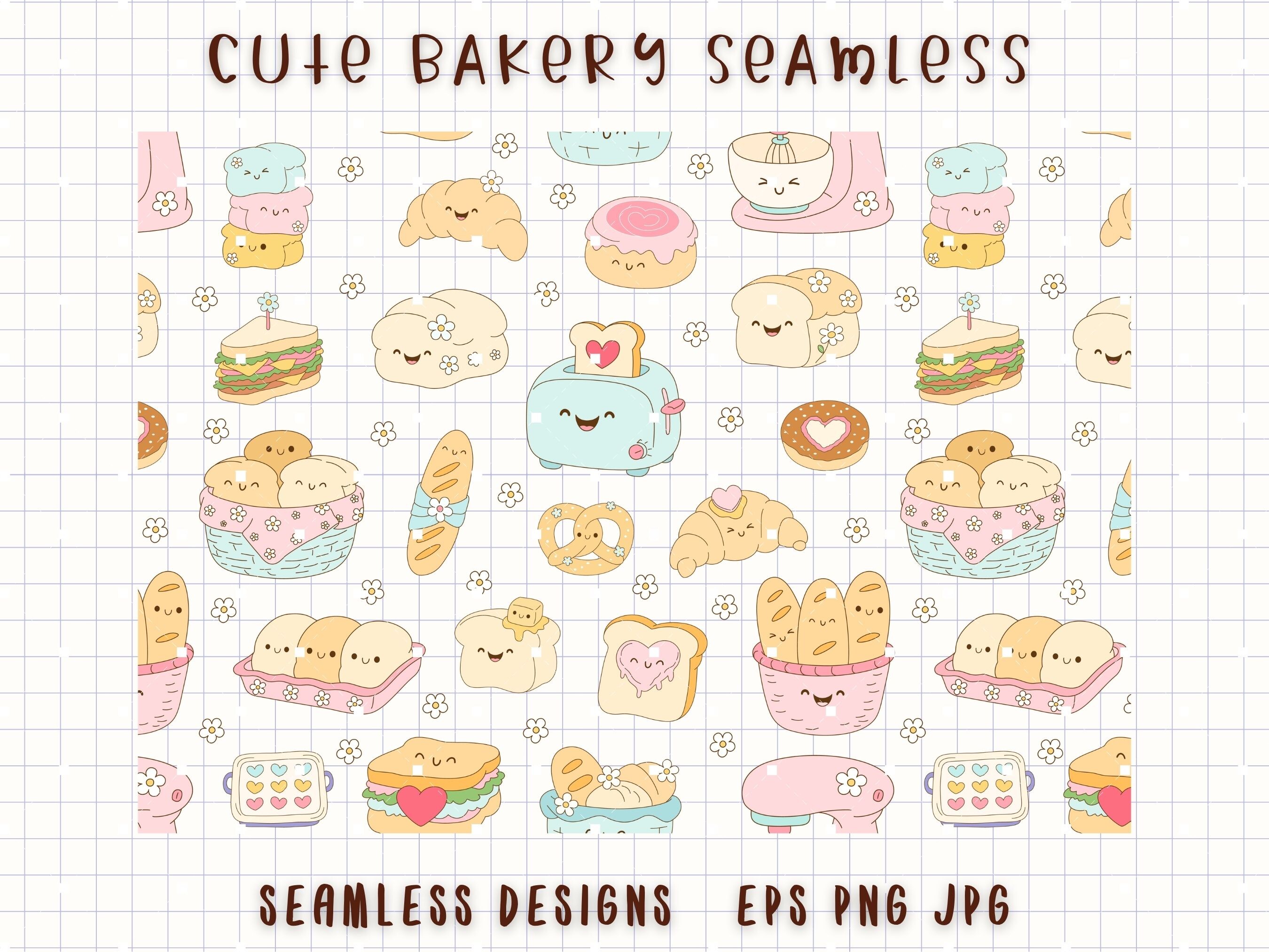 Cute Bakery Seamless Food Digital Paper Graphic by MeawwaDigitalArts · Creative Fabrica