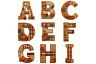 Fall Patchwork Alphabet PNG Bundle Graphic by Tanya Kart · Creative Fabrica