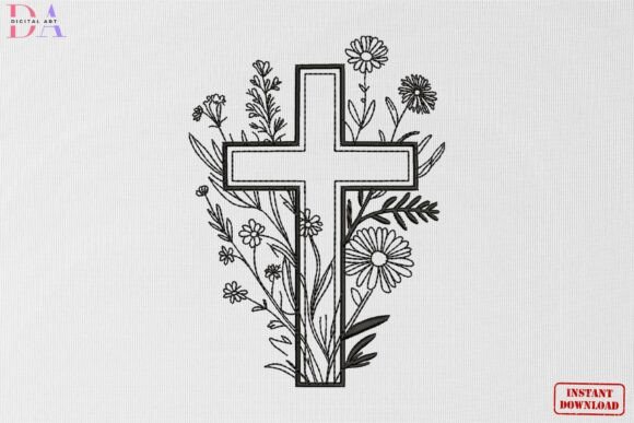 Floral Cross Wildflower Christian Decor